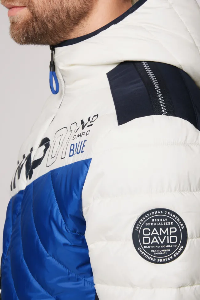 Herren CAMP DAVID & SOCCX Steppjacke mit Colour-Blocking und Rücken-Print
