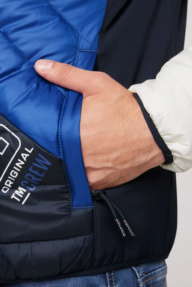 Herren CAMP DAVID & SOCCX Steppjacke mit Colour-Blocking und Rücken-Print