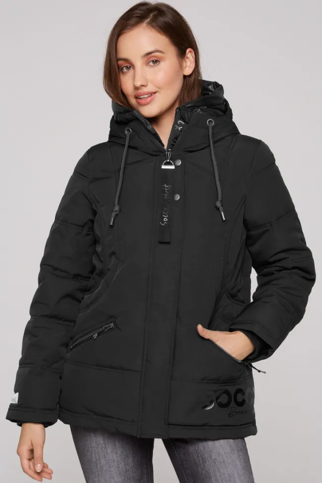 Damen CAMP DAVID & SOCCX Steppjacke mit Kapuzen-Layering