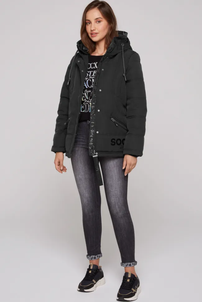 Damen CAMP DAVID & SOCCX Steppjacke mit Kapuzen-Layering