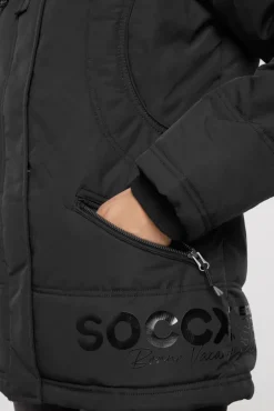 Damen CAMP DAVID & SOCCX Steppjacke mit Kapuzen-Layering