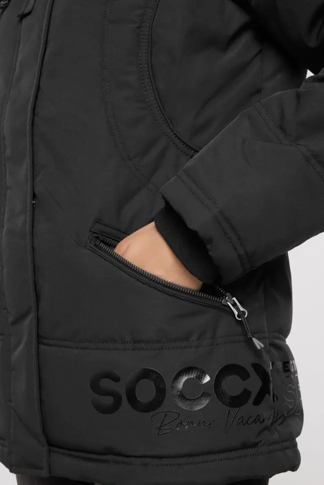 Damen CAMP DAVID & SOCCX Steppjacke mit Kapuzen-Layering