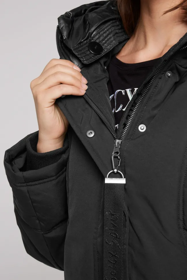 Damen CAMP DAVID & SOCCX Steppjacke mit Kapuzen-Layering