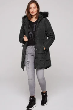 Damen CAMP DAVID & SOCCX Stepp-Parka mit abtrennbarer Kapuze und Kunstfell