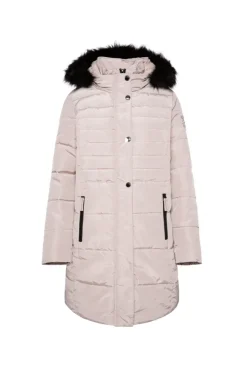 Damen CAMP DAVID & SOCCX Stepp-Parka mit abtrennbarer Kapuze und Kunstfell light beige