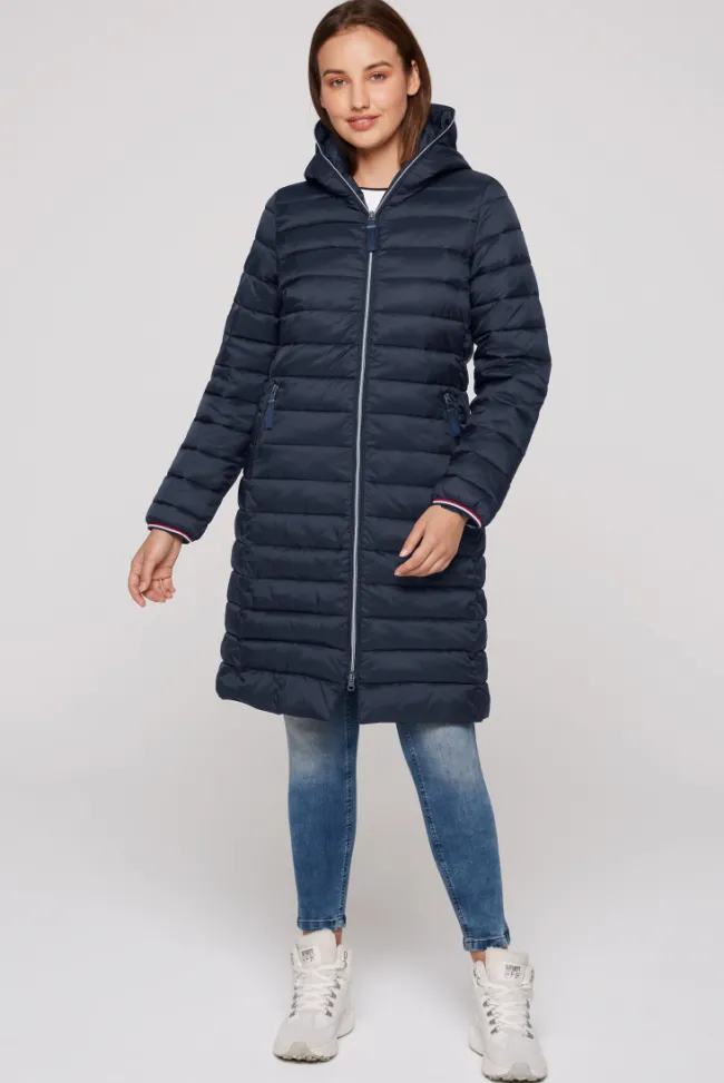 Damen CAMP DAVID & SOCCX Stepp-Parka mit Kapuze und Rücken-Print blue navy