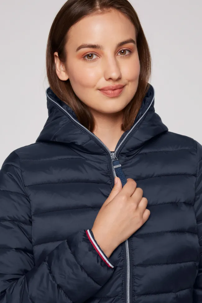 Damen CAMP DAVID & SOCCX Stepp-Parka mit Kapuze und Rücken-Print blue navy