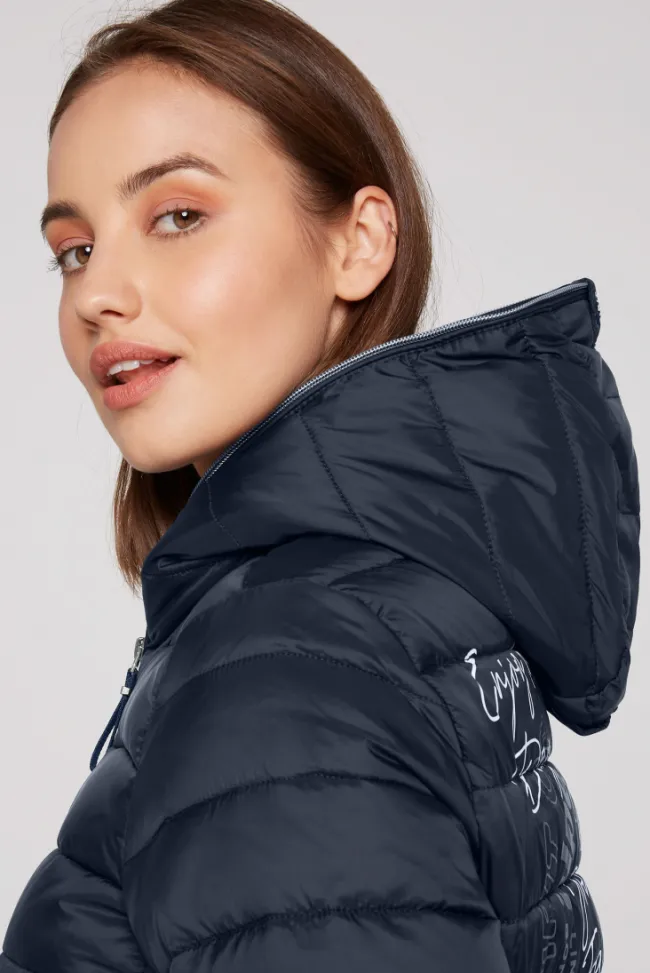 Damen CAMP DAVID & SOCCX Stepp-Parka mit Kapuze und Rücken-Print blue navy