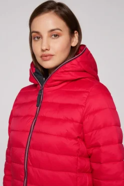 Damen CAMP DAVID & SOCCX Stepp-Parka mit Kapuze und Rücken-Print clear red