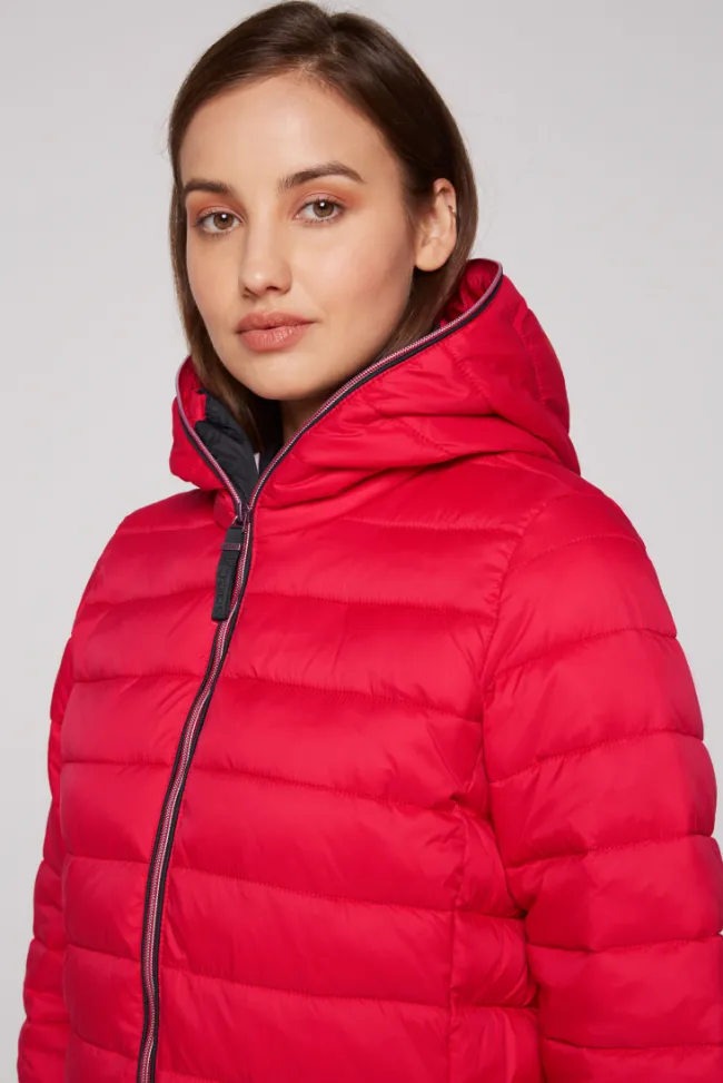 Damen CAMP DAVID & SOCCX Stepp-Parka mit Kapuze und Rücken-Print clear red