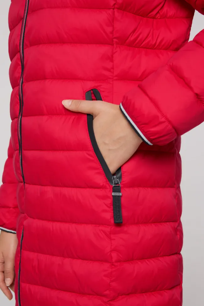 Damen CAMP DAVID & SOCCX Stepp-Parka mit Kapuze und Rücken-Print clear red
