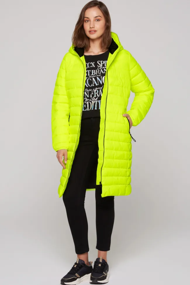 Damen CAMP DAVID & SOCCX Stepp-Parka mit Kapuze und Rücken-Print yellow lime