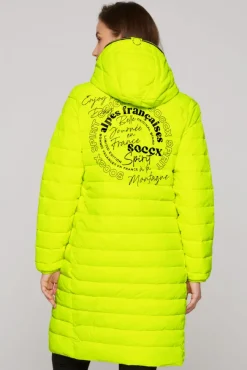 Damen CAMP DAVID & SOCCX Stepp-Parka mit Kapuze und Rücken-Print yellow lime