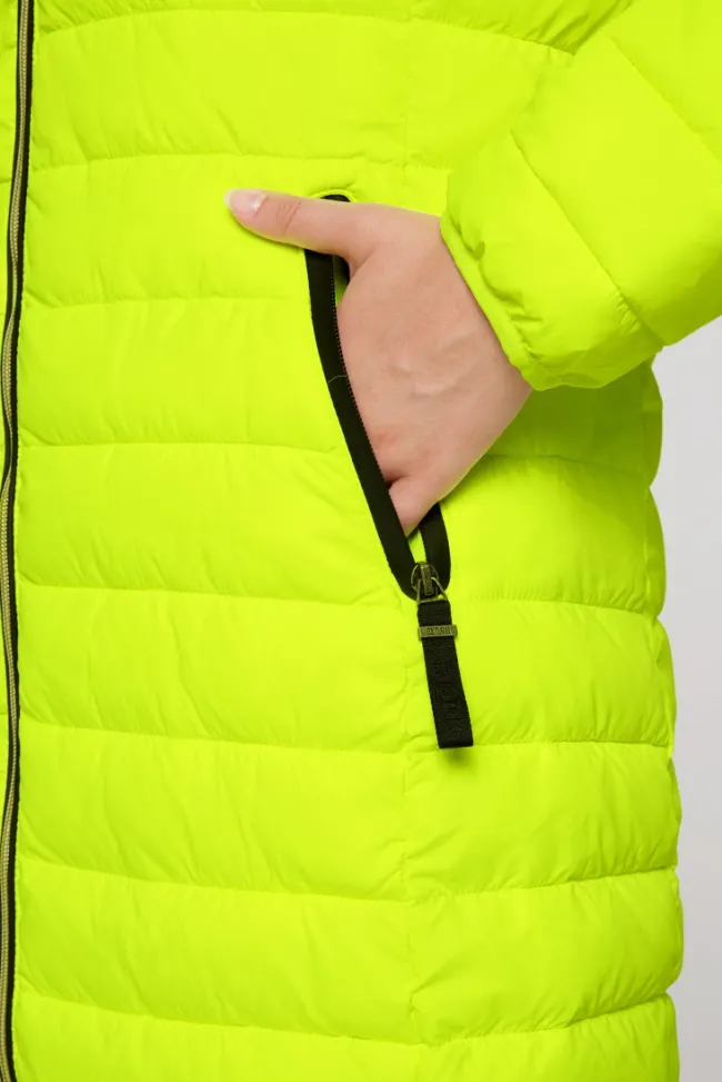 Damen CAMP DAVID & SOCCX Stepp-Parka mit Kapuze und Rücken-Print yellow lime