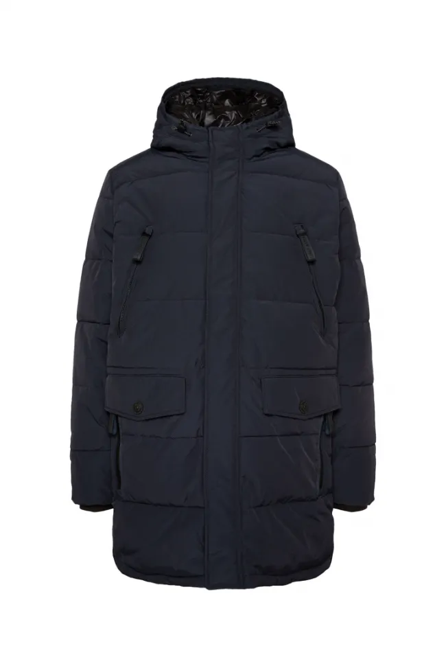 Herren CAMP DAVID & SOCCX Stepp-Parka mit Kapuzen-Layering blue navy