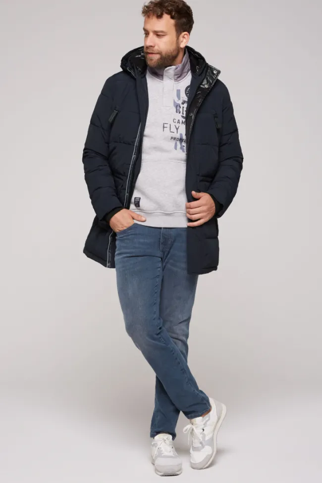 Herren CAMP DAVID & SOCCX Stepp-Parka mit Kapuzen-Layering blue navy