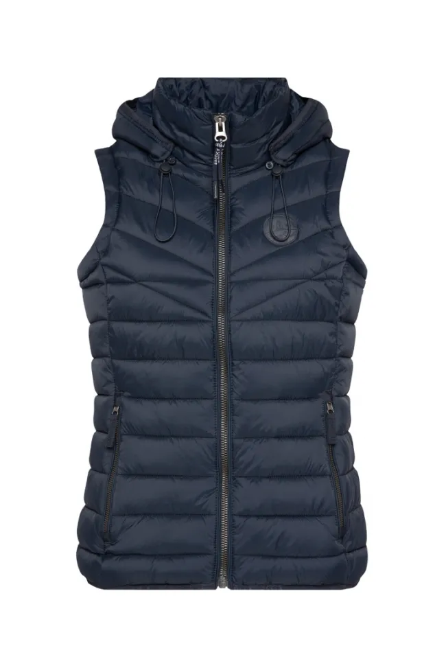 Damen CAMP DAVID & SOCCX Steppweste mit abknöpfbarer Kapuze blue navy