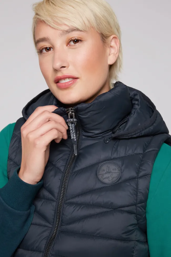 Damen CAMP DAVID & SOCCX Steppweste mit abknöpfbarer Kapuze blue navy