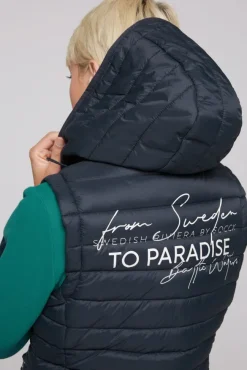 Damen CAMP DAVID & SOCCX Steppweste mit abknöpfbarer Kapuze blue navy