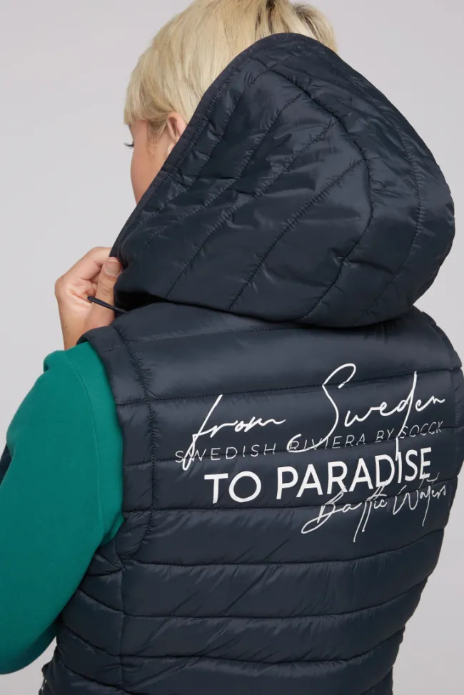 Damen CAMP DAVID & SOCCX Steppweste mit abknöpfbarer Kapuze blue navy