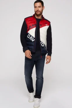 Herren CAMP DAVID & SOCCX Steppweste mit Colour-Blocking flight red