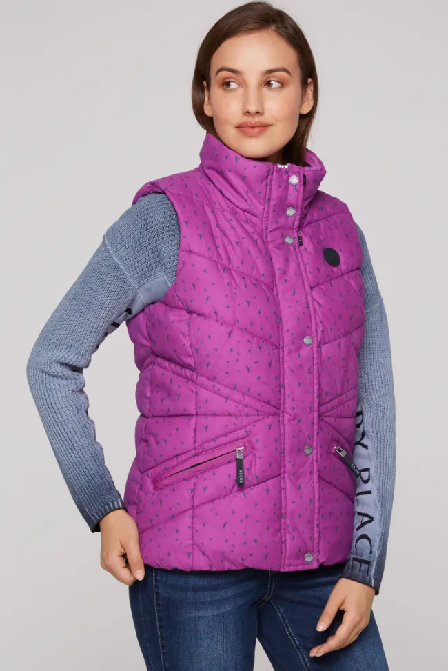 Damen CAMP DAVID & SOCCX Steppweste mit filigranem All Over Print iced berry