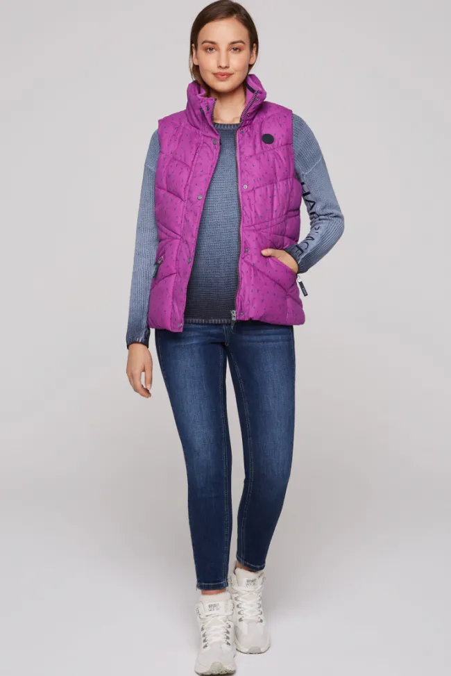 Damen CAMP DAVID & SOCCX Steppweste mit filigranem All Over Print iced berry