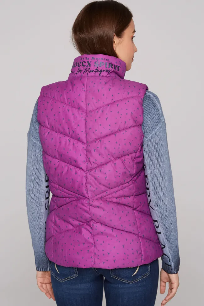 Damen CAMP DAVID & SOCCX Steppweste mit filigranem All Over Print iced berry