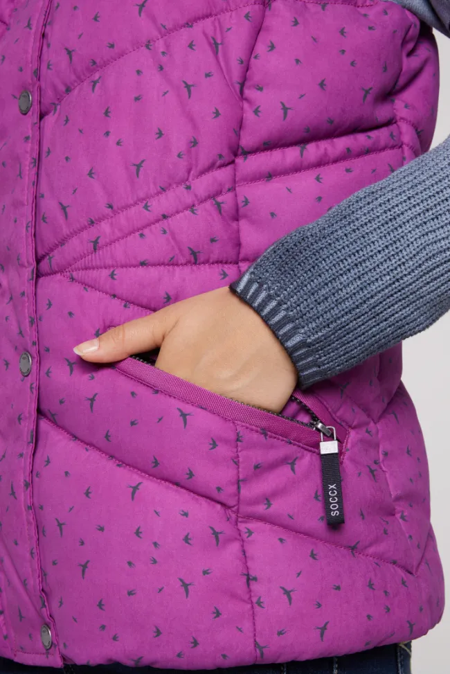 Damen CAMP DAVID & SOCCX Steppweste mit filigranem All Over Print iced berry