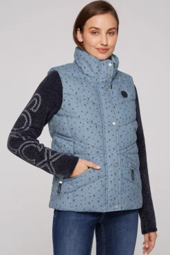 Damen CAMP DAVID & SOCCX Steppweste mit filigranem All Over Print cool grey