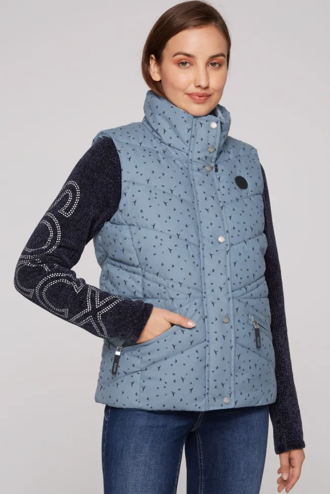 Damen CAMP DAVID & SOCCX Steppweste mit filigranem All Over Print cool grey