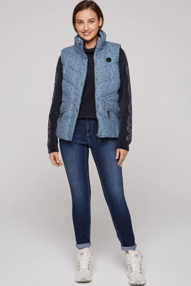 Damen CAMP DAVID & SOCCX Steppweste mit filigranem All Over Print cool grey