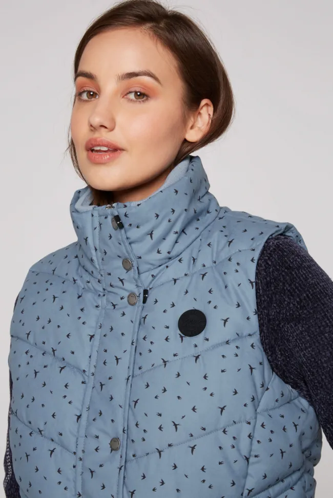 Damen CAMP DAVID & SOCCX Steppweste mit filigranem All Over Print cool grey