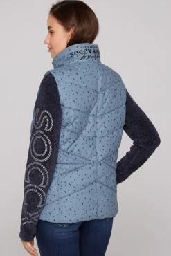 Damen CAMP DAVID & SOCCX Steppweste mit filigranem All Over Print cool grey