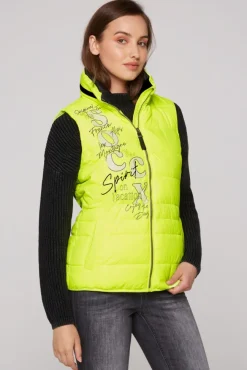 Damen CAMP DAVID & SOCCX Steppweste mit Kapuze im Stehkragen yellow lime
