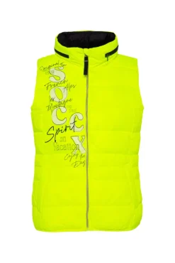 Damen CAMP DAVID & SOCCX Steppweste mit Kapuze im Stehkragen yellow lime