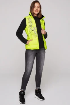 Damen CAMP DAVID & SOCCX Steppweste mit Kapuze im Stehkragen yellow lime