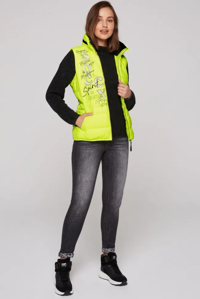 Damen CAMP DAVID & SOCCX Steppweste mit Kapuze im Stehkragen yellow lime