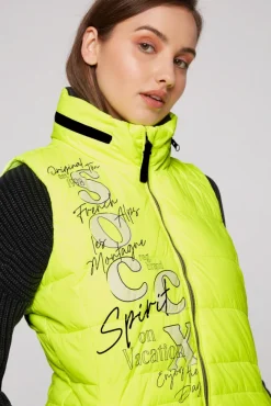 Damen CAMP DAVID & SOCCX Steppweste mit Kapuze im Stehkragen yellow lime