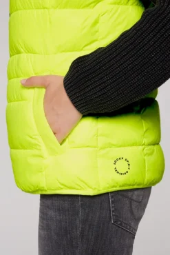 Damen CAMP DAVID & SOCCX Steppweste mit Kapuze im Stehkragen yellow lime