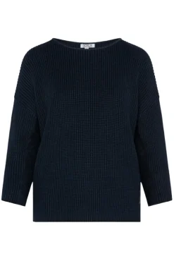 Damen CAMP DAVID & SOCCX Stone Washed Pullover mit Intarsia-Design blue navy