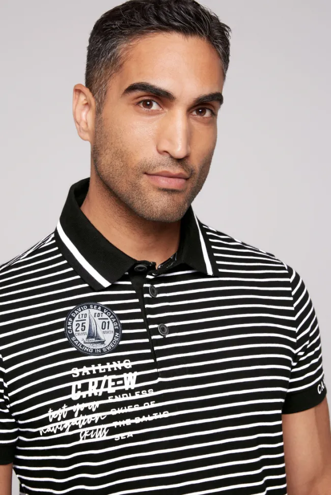 Herren CAMP DAVID & SOCCX Streifen-Polo mit Logo Details