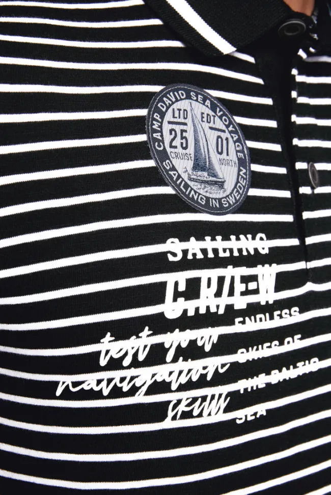 Herren CAMP DAVID & SOCCX Streifen-Polo mit Logo Details