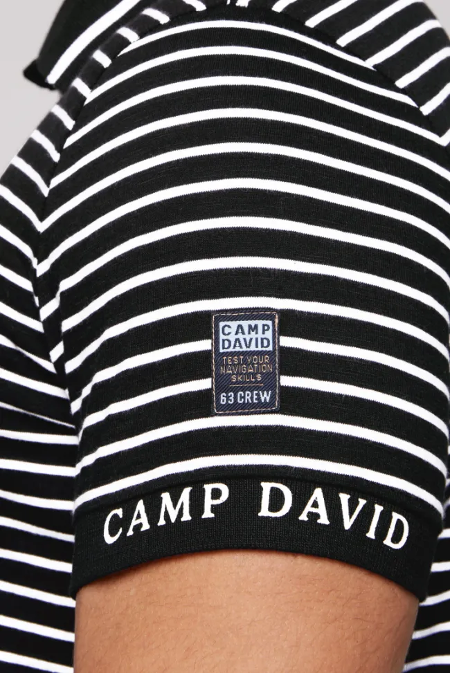 Herren CAMP DAVID & SOCCX Streifen-Polo mit Logo Details