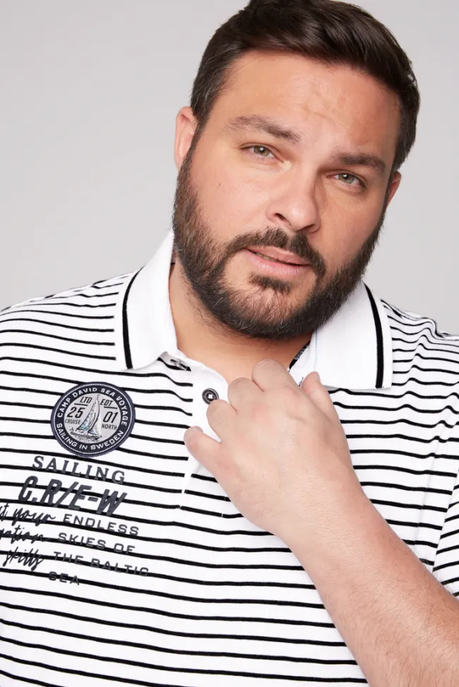 Herren CAMP DAVID & SOCCX Streifen-Polo mit Logo Details