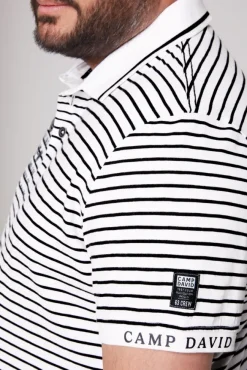 Herren CAMP DAVID & SOCCX Streifen-Polo mit Logo Details