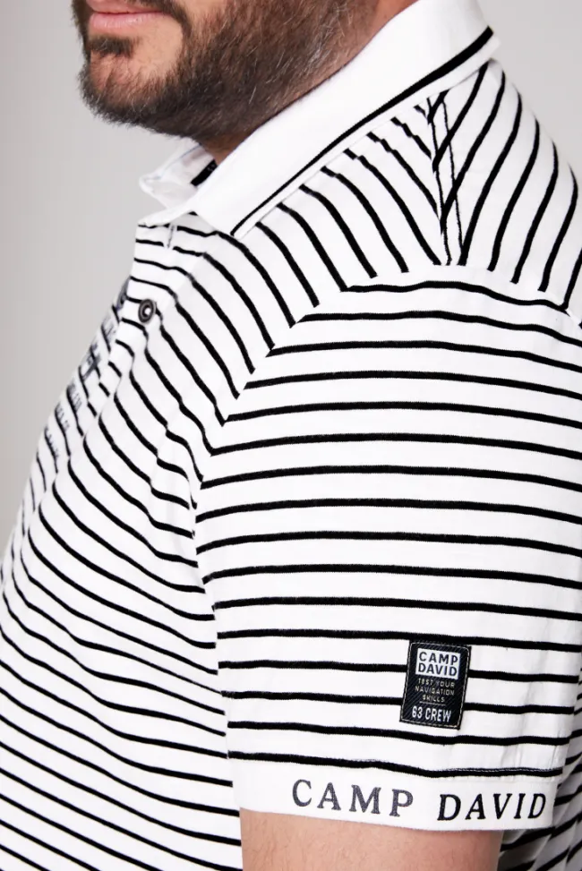 Herren CAMP DAVID & SOCCX Streifen-Polo mit Logo Details