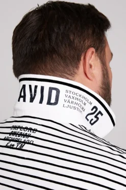Herren CAMP DAVID & SOCCX Streifen-Polo mit Logo Details