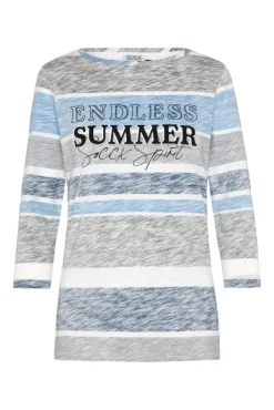 Damen CAMP DAVID & SOCCX Streifenshirt mit U-Boot-Ausschnitt airy blue