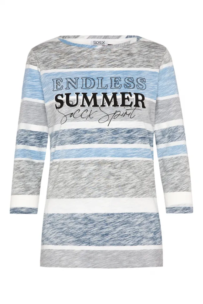 Damen CAMP DAVID & SOCCX Streifenshirt mit U-Boot-Ausschnitt airy blue